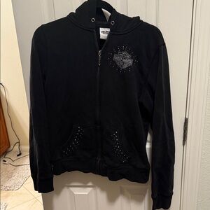 Harley-Davidson Bedazzled  Black Zip-Up 🖤🩶